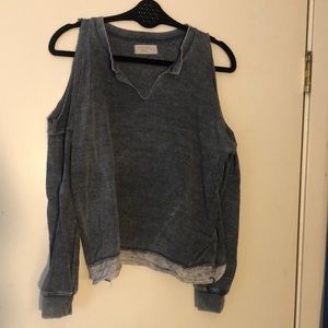 Ocean Drive Blue Off The Shoulder Sweatshirt, Size S